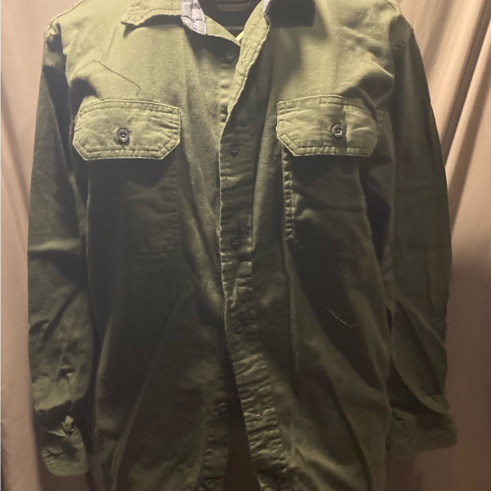 Wrangler Green Casual Button Down Shirt Relaxed Fit